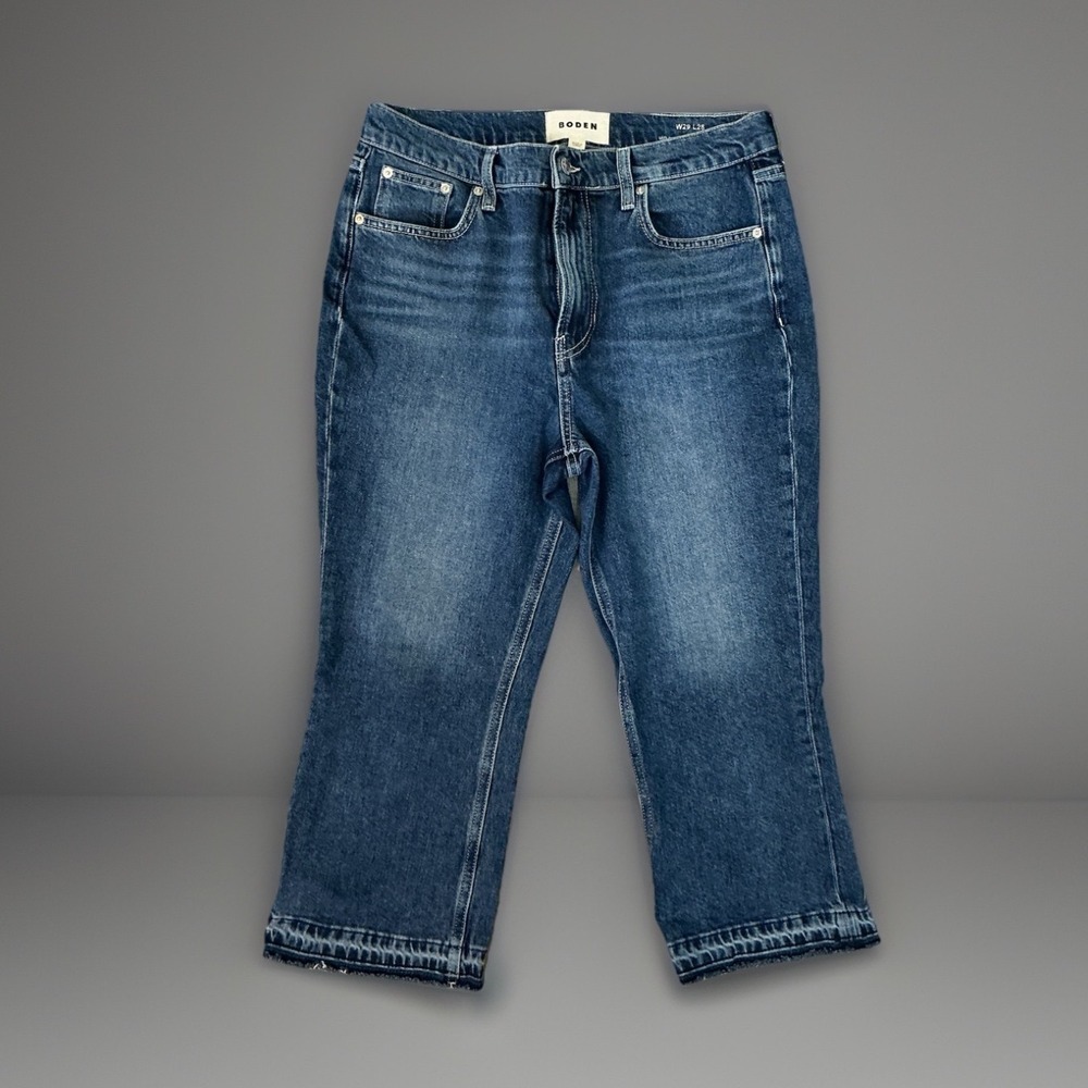 Boden Mid Rise‎ Baby Kick Jeans Cropped Raw Hem Denim Blue W29 L28